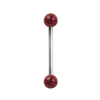 Piercings Works Chirurgisch Stalen Barbell - Premium Zirkonia Rood