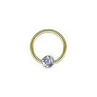 18K Vergulde Ball Closure Ring Kristal Disc