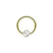 18K Vergulde Ball Closure Ring Kristal Disc