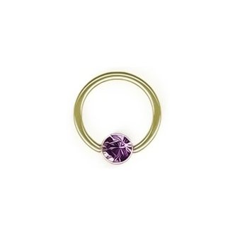 Piercings Works 18K Vergulde Ball Closure Ring - Kristal Disc