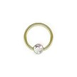 18K Vergulde Ball Closure Ring Kristal Disc