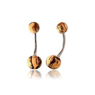 Piercings Works Navel Piercing - Houten Balletjes Licht