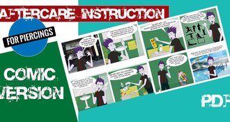 Comic version of AfterCare instruction for Piercings