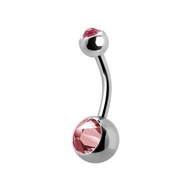 Navelpiercing met een blaadje met steentjes als hanger