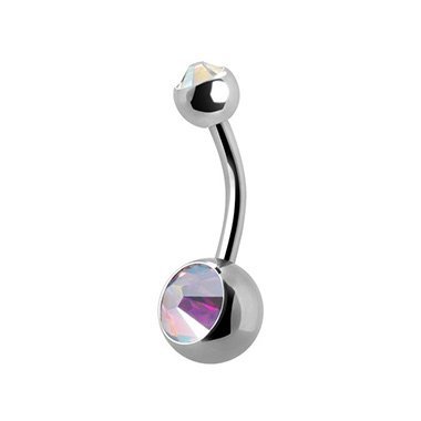 OUFER 316L Surgical Steel Belly Bars Clear CZ Belly Rings Navel Rings Belly Button Piercing Jewellery