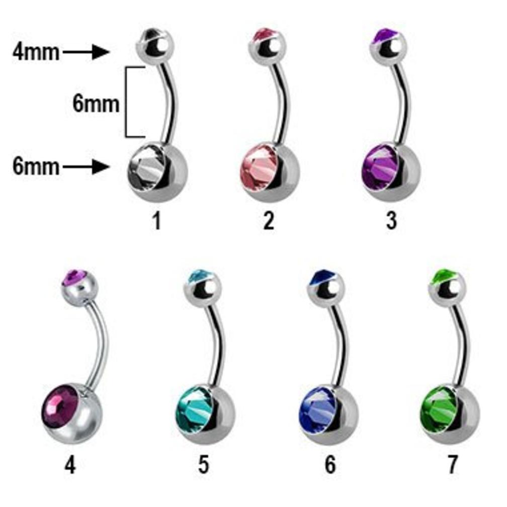Chirurgisch Stalen Navel Piercing - Kristalletjes 6mm Small