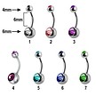 Surgical Steel Belly Piercing - Crystals 6mm - Small