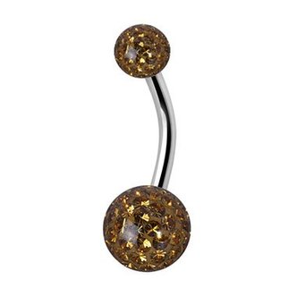 Piercings Works Belly piercing - Brown Gold Premium Zirconia