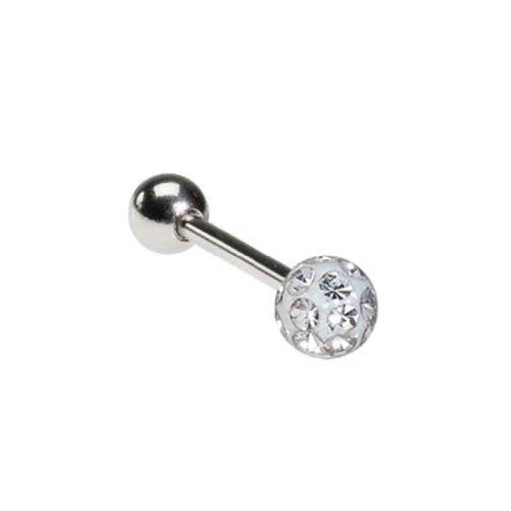 Tragus Piercing with crystal stones (Gold Plated Surgical Steel 316L/Gold  Plated Brass)