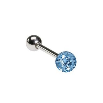 Piercings Works Surgical Steel Tragus - Light Blue Crystal Ball
