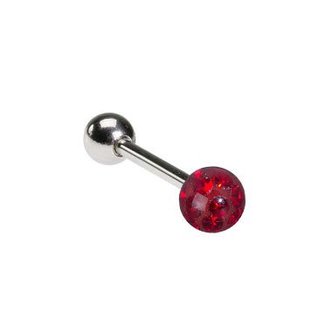 Piercings Works Surgical Steel Tragus - Red Crystal Ball