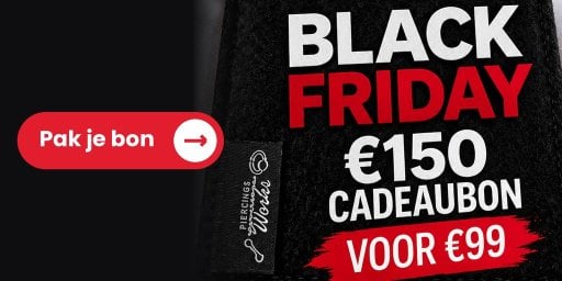 Black Friday cadeaubon van Piercings Works Amsterdam: €150 tegoed voor €99