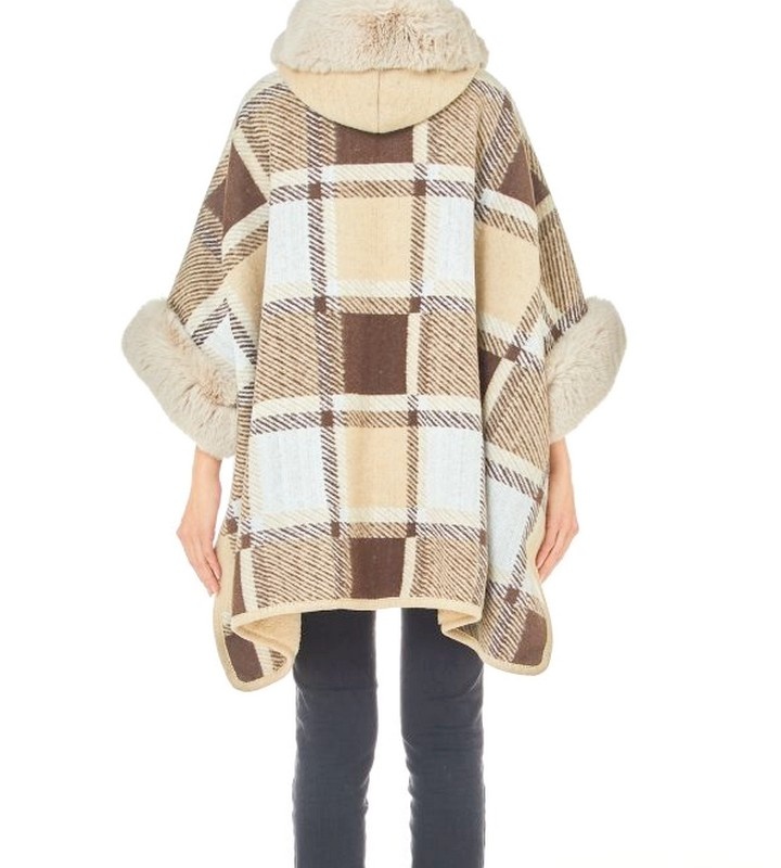 Liu Jo Accessoires Liu Jo | Check poncho faux fur