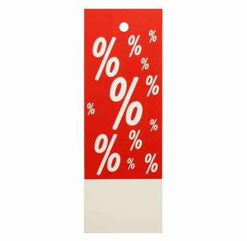 Hangetiket korting % rood/wit 28x78mm (1000)