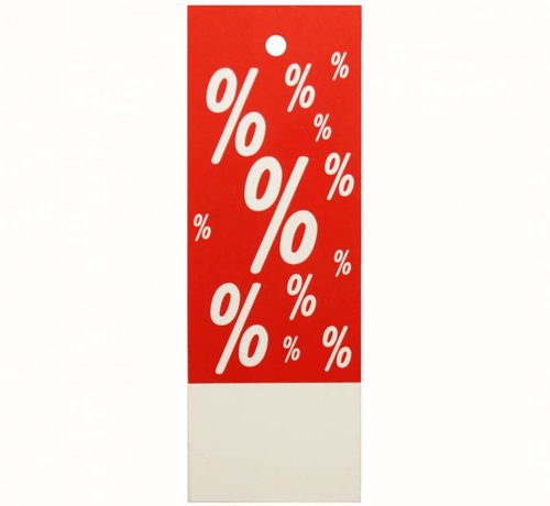 Hangetiket korting % rood/wit 28x78mm (1000)