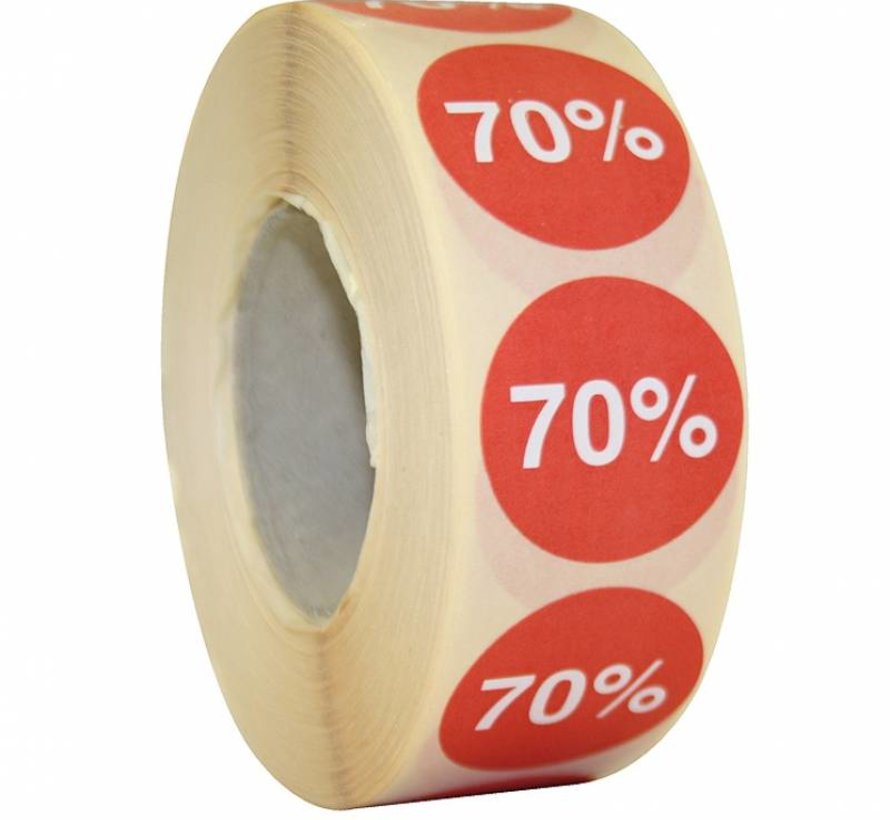 Kortingssticker % 25mm - rood/wit |1000 per rol