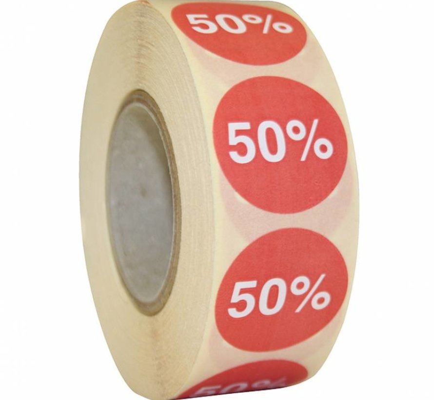 Kortingssticker % 25mm - rood/wit |1000 per rol