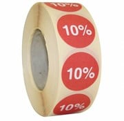 Kortingssticker % 25mm - rood/wit