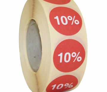 Kortingssticker % 25mm - rood/wit |1000 per rol