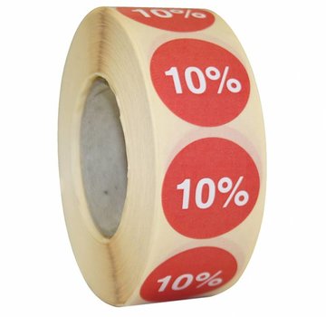 Kortingssticker % 25mm - rood/wit |1000 per rol