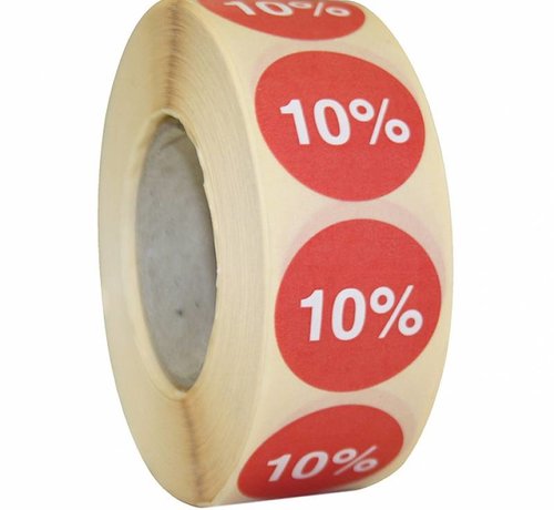Kortingssticker % 25mm - rood/wit |1000 per rol
