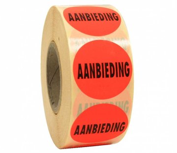 Sticker AANBIEDING 35mm - rood/zwart