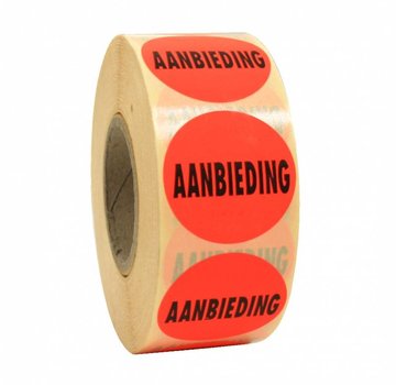 Sticker AANBIEDING 35mm - rood/zwart