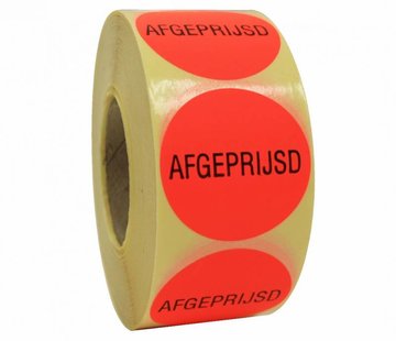 Sticker AFGEPRIJSD 35mm - rood/zwart