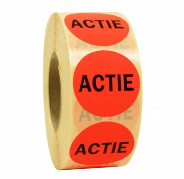 Sticker ACTIE 35mm - rood/zwart