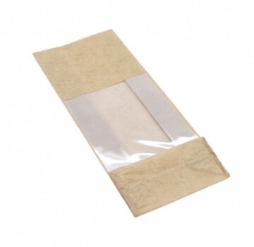 PP blokbodemzakken met venster 120 + 70 x 330 mm PAPERLOOK