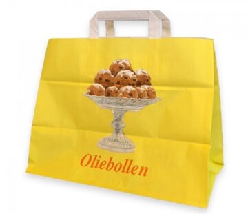 Papieren draagtassen 26 + 17 x 26 cm Oliebollen