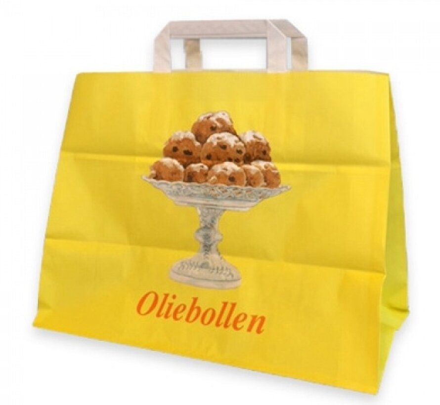 Papieren draagtassen 26 + 17 x 26 cm Oliebollen