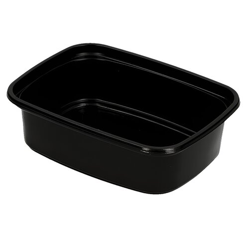 PP rechthoekige saladebakjes 150 ml Zwart