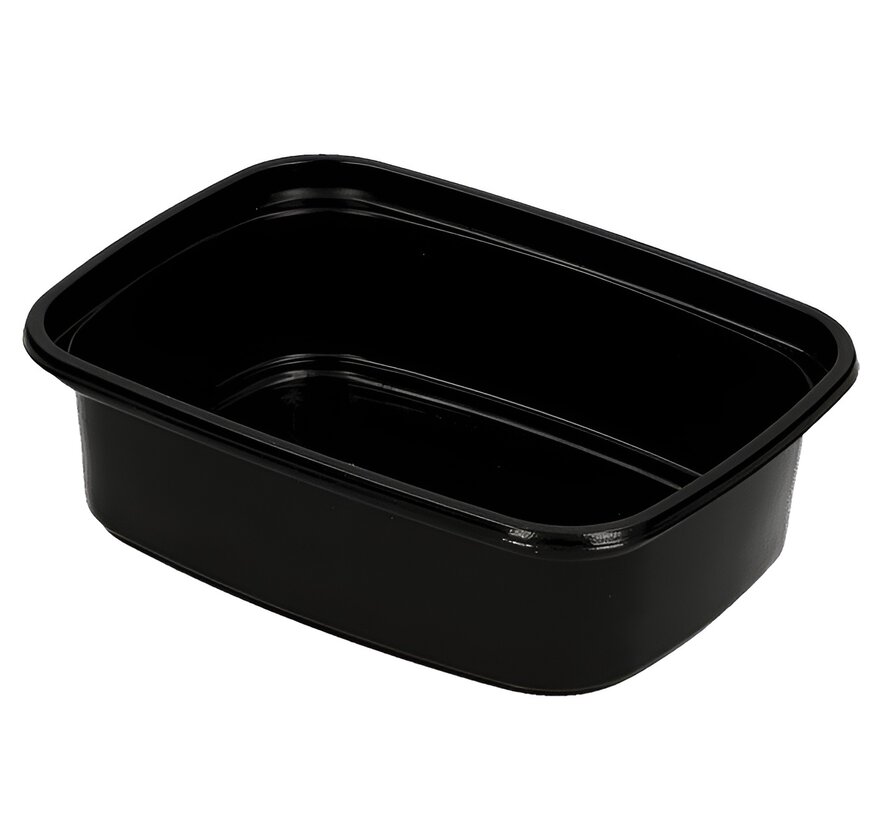 PP rechthoekige saladebakjes 150 ml Zwart