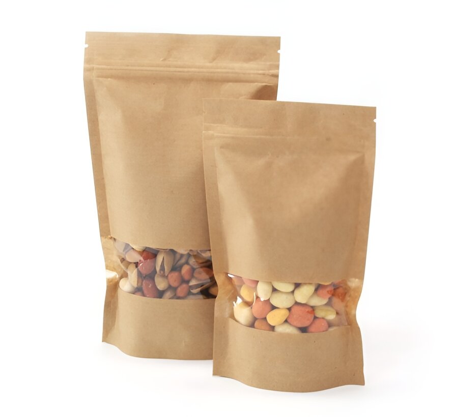 Stazakken 1000 ml kraft met venster