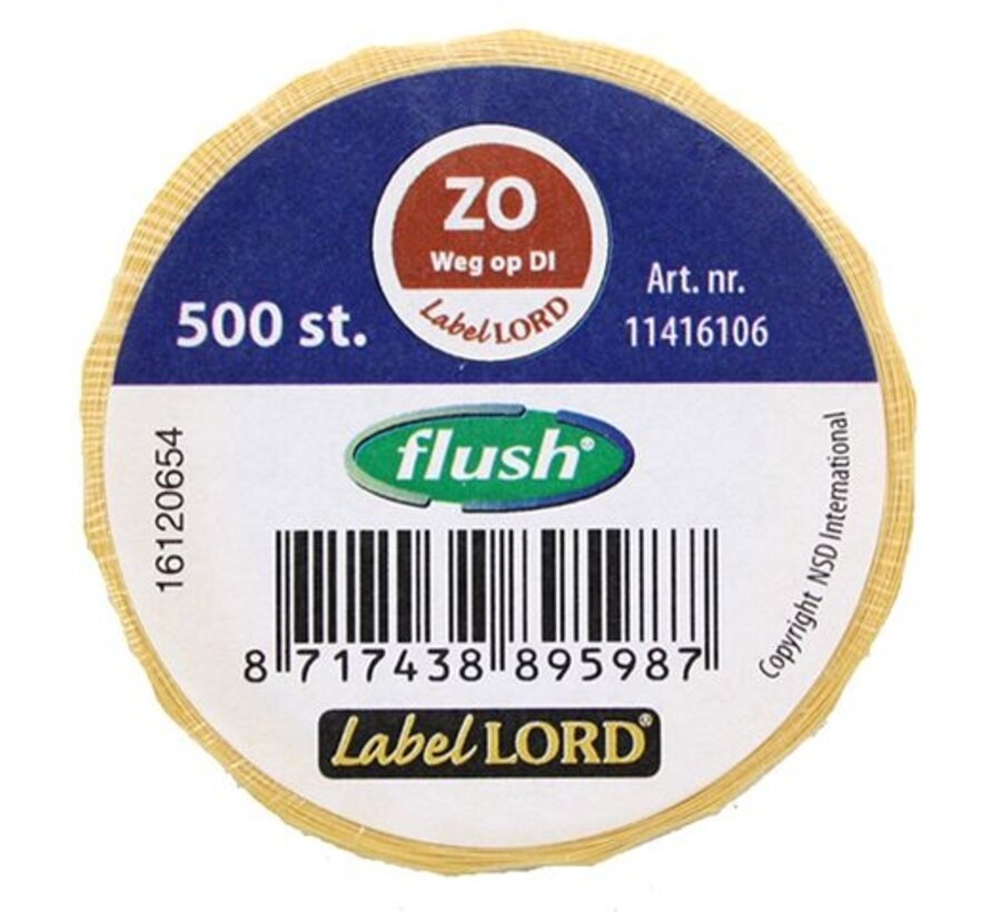 Flush Label Daglabels Voedseletiketten Volledig oplosbaar (Flush Label)