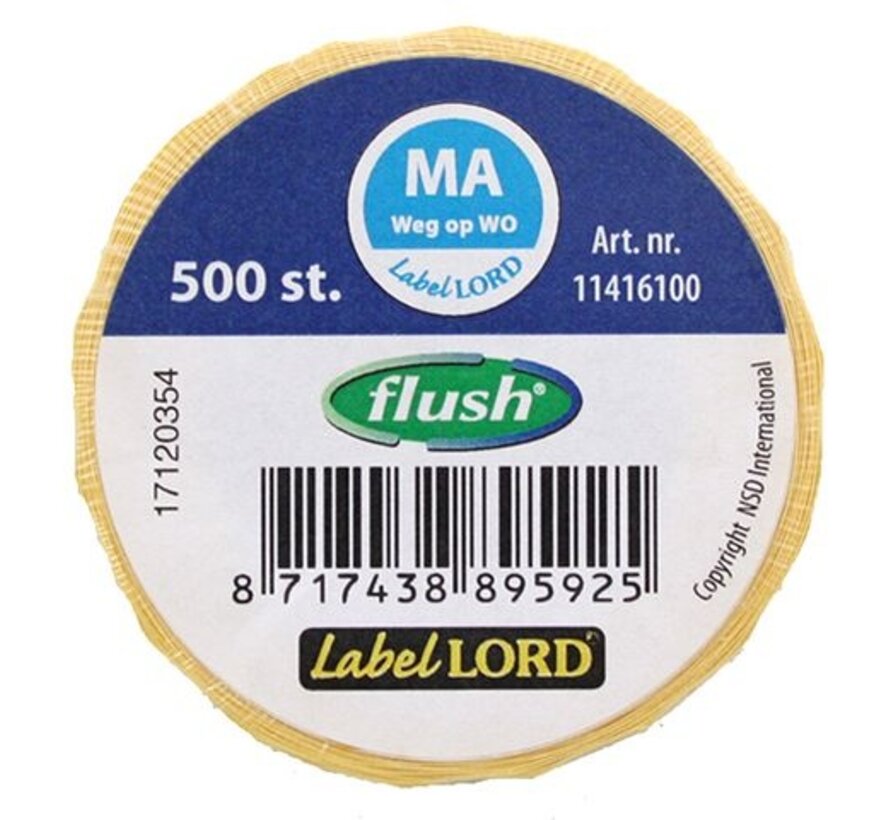 Flush Label Daglabels Voedseletiketten Volledig oplosbaar (Flush Label)