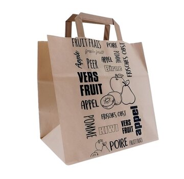 Papieren draagtassen 26 + 17 x 27 cm "Vers Fruit"