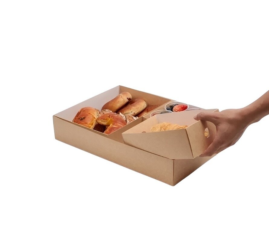 Inzetstukken "kwart" 22 x 15 x 7,8 cm tbv cateringdozen Kraft Platter