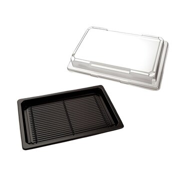 RPET trays + deksels 25,5 x 18,5 x 4,5 cm SushiTray