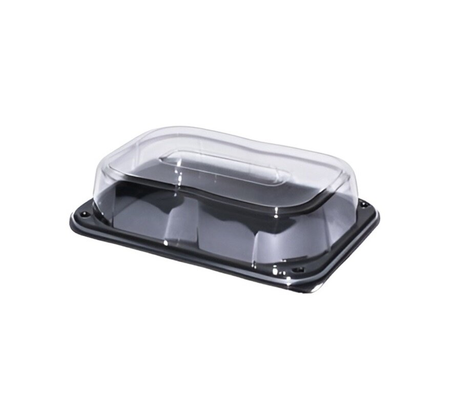 PET Rectangular Platter cateringschalen 24 x 17 x 6 cm (inclusief deksels)