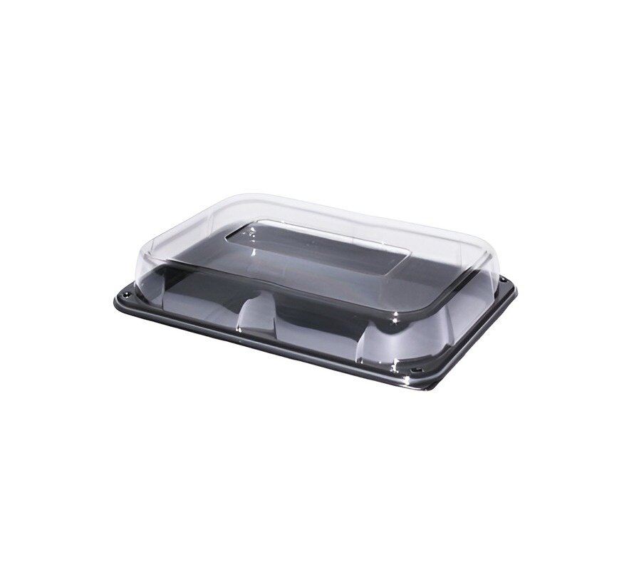 PET Rectangular Platter cateringschalen 35 x 24 x 6 cm (inclusief deksels)