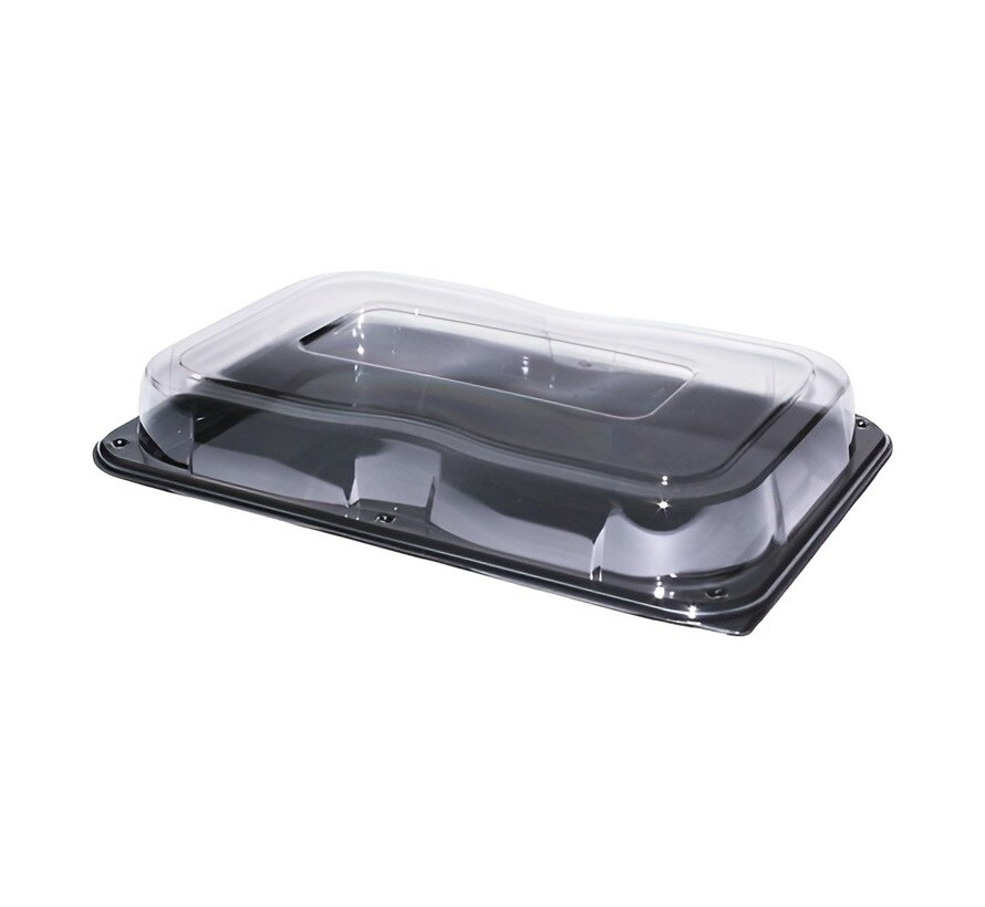 PET Rectangular Platter cateringschalen 55 x 37 x 8,5 cm (inclusief deksels)