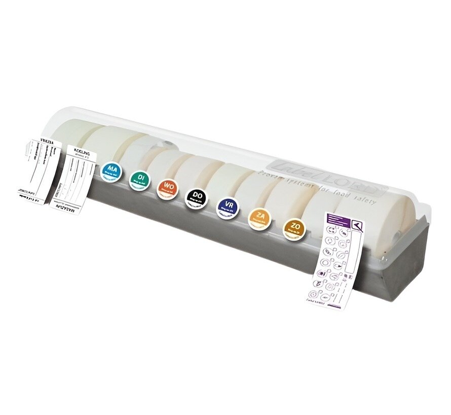 Dispenser DAGETIKETTEN  inclusief Voedseletiketten / Daglabels Aqualabel
