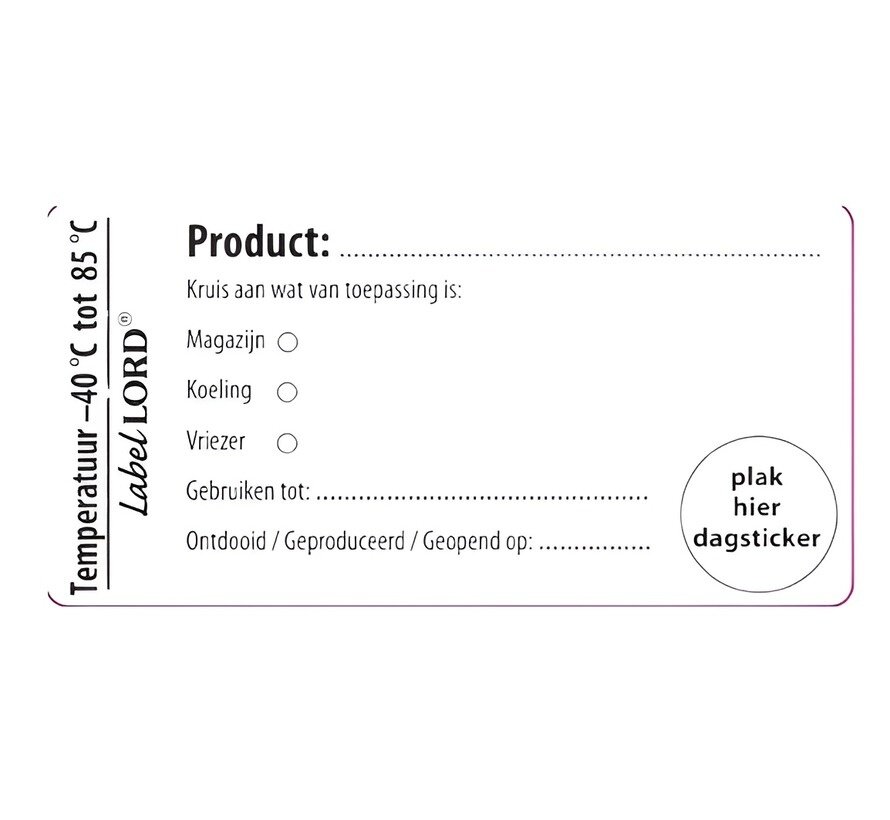 Labellord Aqualabel Koeling-Magazijn-Vriezer (R-100)