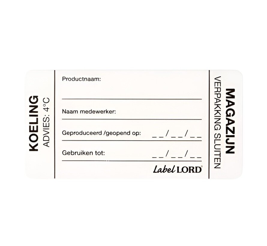 Labellord Flushlabel Koeling-Magazijn