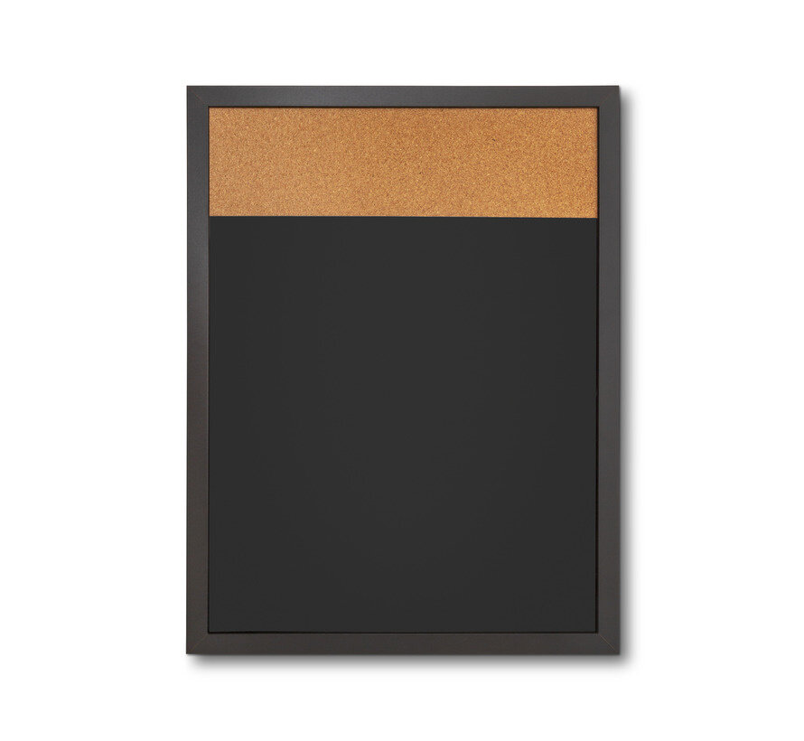 Whiteboard Hout Zwart / Prikbord - Combinatiebord