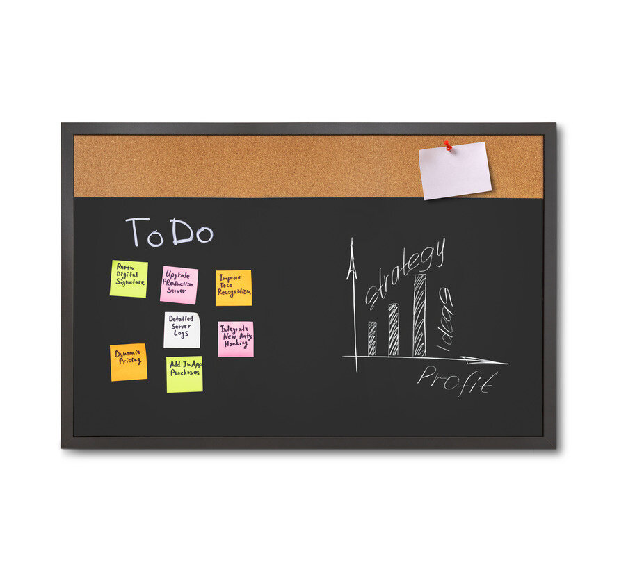 Whiteboard Hout Zwart / Prikbord - Combinatiebord