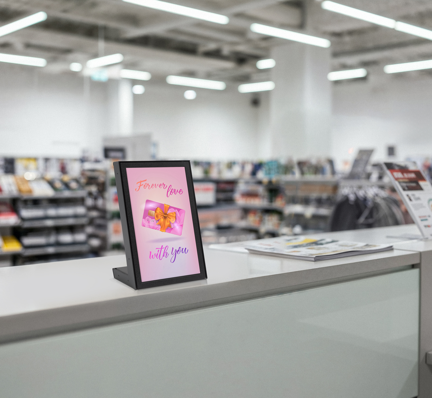 Digitale Tafeldisplay met 13″ UHD‑scherm | Digital Countertop Baliedisplay