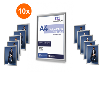 10x Kliklijsten A4 Zilver 25mm | Wissellijst A4 Zilver 25mm Ecom - 10 stuks